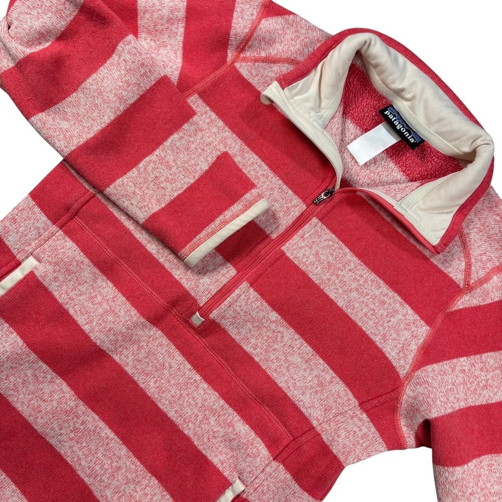 Patagonia Womens Pink Sweater 1/2 Zip Pullover Striped Long Sleeve Gorpcore Sz S